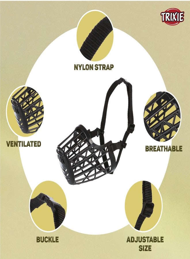 Trixie: - Plastic Enclosed Dog Muzzle | Made with Durable Plastic Material, Lightweight and Fully Adjustable | Helps Protect Your Dog and The Surroundings - Black, 31 cm Large - Image 2